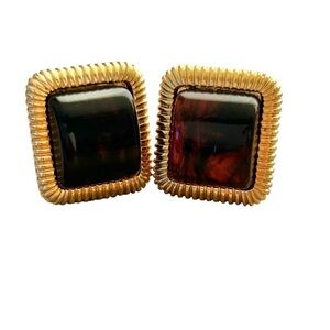 Vintage Amber Gold Clip On Earrings